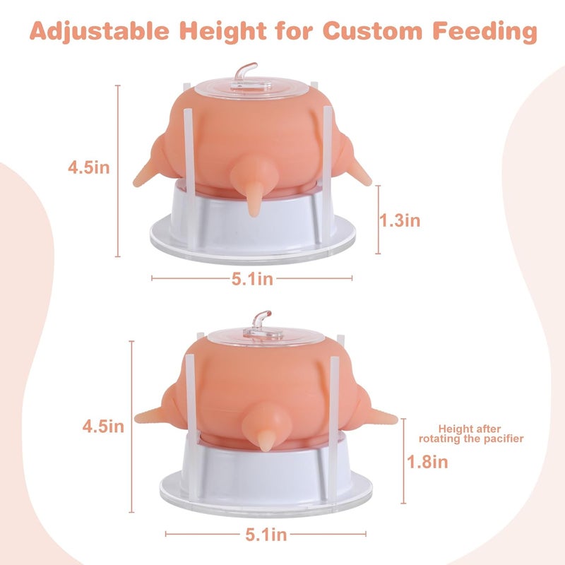 Elevonix Nursing Nipple Puppy Feeders for Multiple Puppies, 200ml Food-Grade Silicone with 4 Adjustable Detachable Nipples, Smooth Flow Nipple for Kitten Bottle Feeding Kit(Pink) - Image 4